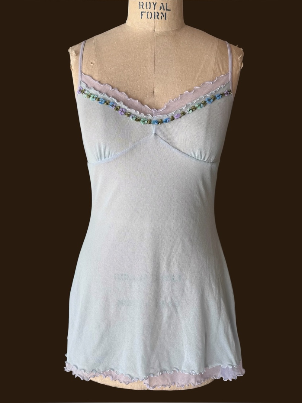 Vintage Y2K Victorias Secret Light Blue Purple Mesh Slip Dress